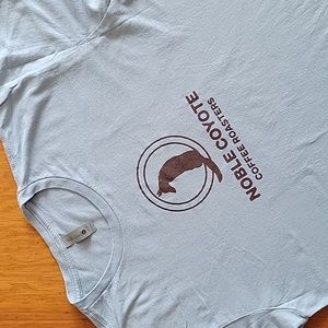 Noble Coyote Coffee Roasters T-shirt, light blue, men's large. Brand new